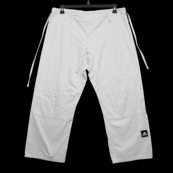 Adidas Pants Men White Active Elastic Drawstring Straight Judo Wrestling 170cm - Picture 2 of 8